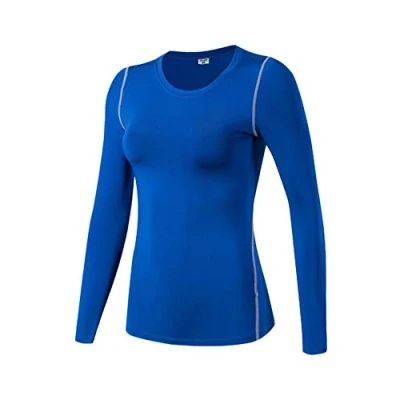 Image of Women&#039;s Long Sleeve Soft Shirt Compression Thermal Base Layer Top Blue L