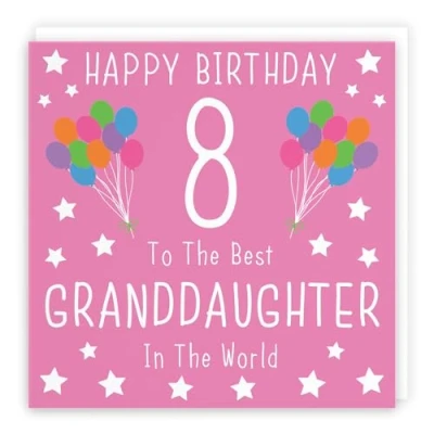 Image of Hunts England Granddaughter 8th Birthday Card Happy 8 To The Best In World Iconic Collection Fun