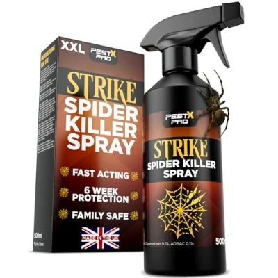 Image of Pest X Pro Strike Spider Killer Spray 500ml Fast Acting Repellent Long Lasting Deterrent Low Odour Non Staining for Home and Soft Furnishings