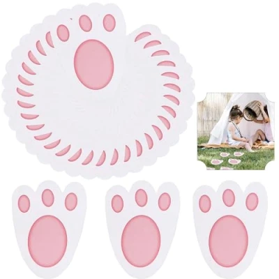 Image of 60Pcs Easter Bunny Feet, Themed Yard Signs, Paw Prints, Floor Clinging Footprints, Rabbit Foot, Exciting Gift for Kids, Party Game Egg Hunt, Décor Accessory, Size 11cm