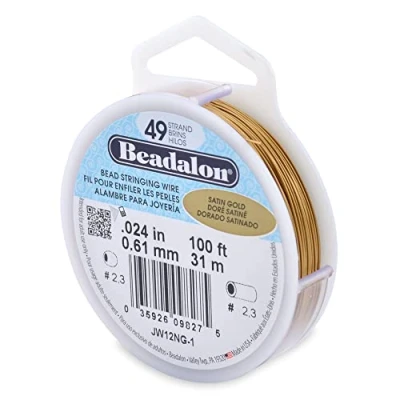 Image of Beadalon 0.61 mm Diameter 31 m Reel 49 Strand Wire, Satin Gold