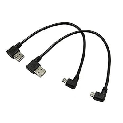Image of CERRXIAN 9Inch Micro USB Cable Combo Left &amp; Right Angle 5 Pin Male to 2.0 Type A Data Sync and Charge Cable(1 Pair
