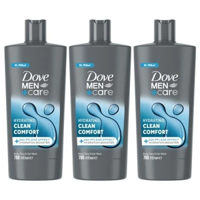 Image of DOVE MEN + CARE 3 in 1 Body, Face &amp; Hair Wash Hydrating Clean Comfort Provides 24 Hour Nourishment with and Crisp Scent of Lemon Cedarwood, 700ml Pack