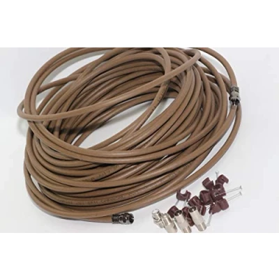 Image of The One Stop Sat Shop ® 15m Brown Universal RF Coax Aerial Satellite Sky Cable TV Extension Lead Kit