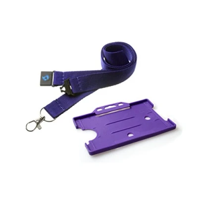 Image of 20mm Lanyard with Safety Break Away and Matching Single Card Holder (Purple)