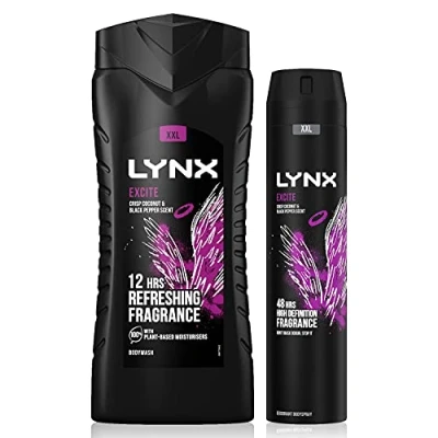 Image of Lynx 12 Hour Refreshing Excite Shower Gel, 500 with 48 Body Spray 250ml Leaving you Smelling great, Dermatologically Tested, Keep Irresistible!