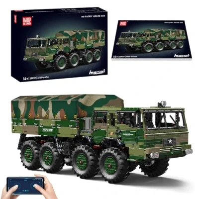 Image of Mould King 20039 MOC Technology T813 Heavy Military Off Road Truck Building Toys Remote Controlled Transport Vehicle 8x8 Clamp Blocks Kit APP Model 4733+Parts