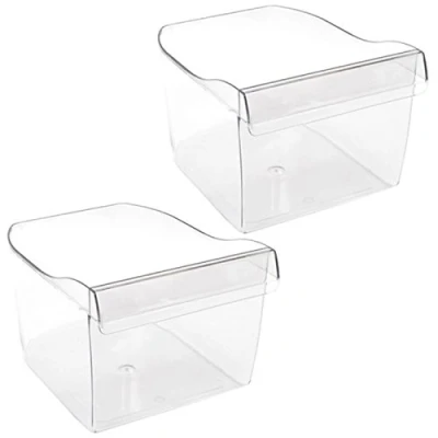 Image of SPARES2GO Salad Bin Square Crisper Drawer Box for Belling BE810 BE811 Fridge Freezer (Pack of 2)