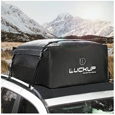 Image of SMONTER 520L 100% Waterproof Durable Rooftop Cargo Carrier Bag,Fits All Cars With Rack or No Rails, 4 heavy duty wide straps and buckles, 18.5 Cubic Ft, Black