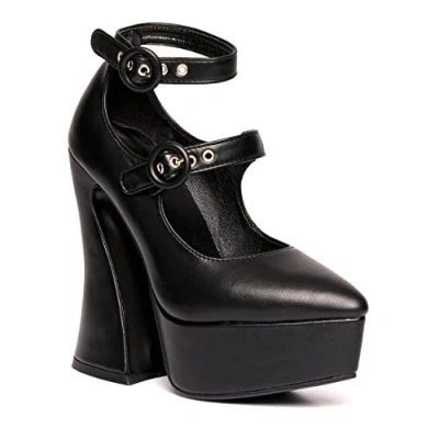 Image of LAMODA Women&#039;s Roamin&#039; Court Shoe, Black Pu, 7 UK