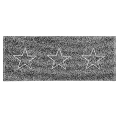 Image of Nicoman STAR Embossed Shape Door Mat Trapper Jet Washable Doormat (Use Indoor or Sheltered Outdoor), Runner (150x60cm), Black with Grey