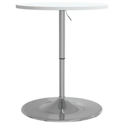 Image of vidaXL Bar Table White 60 cm Round Engineered Wood Top with Adjustable Chromed Steel Frame for Dining Room/Kitchen