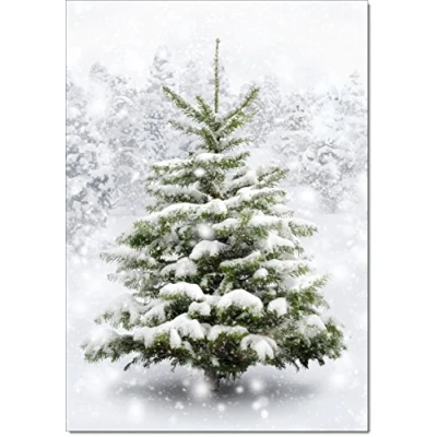 Image of doodlecards Pack of 10 Christmas Cards and Envelopes Winter Tree Design. Printed in UK, Premium Quality &amp; 100% Recyclable.