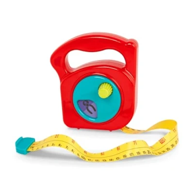 Image of Battat BT4761Z Toy Measuring Tape Working Reel &amp; Easy Hold Handle Tool Discovery Carousel Inches Centimeters Units, Yellow