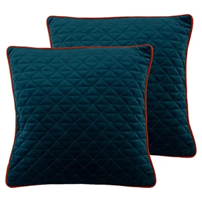 Image of Riva Home Quartz Polyester Filled Cushions (Twin Pack), Teal/Jaffa, 45 x 45cm