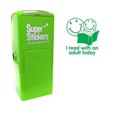 Image of SuperStickers &#039;I Read with an Adult Today&#039; Stamper for Teachers in Green