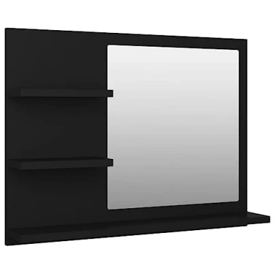 Image of vidaXL Bathroom Mirror Home Decor Washroom Storage Vanity Unit Wall Mounted Cosmetic Makeup Dressing Black Chipboard