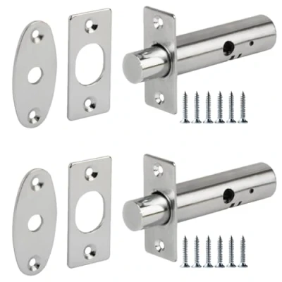 Image of HANDLEZONE® 2 Pack Mortice Security Door Bolts, 60mm Rack Bolt Silver Nickel Plated