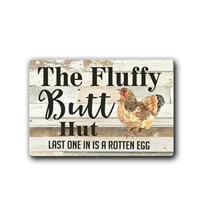 Image of EpochSign Fluffy Butt Hut Chicken Coop Sign Tin 8x12 inches