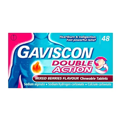 Image of Gaviscon Double Action Tabs Heartburn Indigestion Mixed Berry 48s