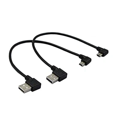 Image of CERRXIAN USB 2.0 Extension Cable 9 Inch Mini Combination Right Angle and Left Corner Male to Type A Data Synchronization Charging (1 pair)