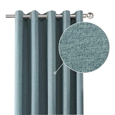 Image of COASTLINE Luna brushed blackout eyelet curtains Duckegg Teal thermal insulated window treatment 2 panels blinds floor for bedroom,Livingroom,Kids nursery room Width 66&quot; x Drop 54&quot;