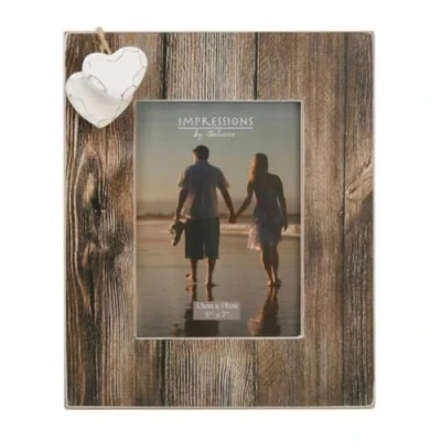 Image of &#039;Personalised Two Hearts Wooden Photo Frame, 5 x 7&quot; (13 18cm)