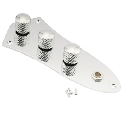 Image of Musiclily Loaded Prewired Jazz Bass Control Plate for J Style Guitar,Chrome