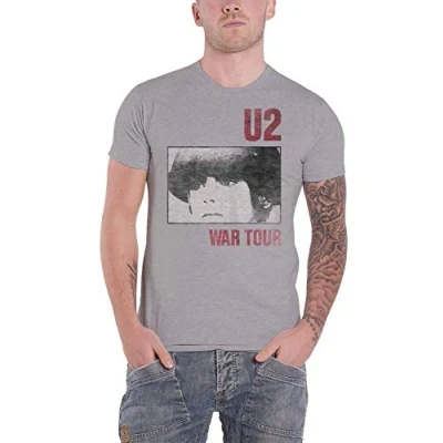 Image of U2 T Shirt War Boy Tour Band Logo Official Mens Grey L