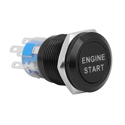 Image of 12V car Engine start Push Button, Keenso LED switch Ignition Starter Button White for 19mm Mounting Hole (Zinc Aluminium Alloy) stop knopf