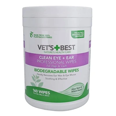 Image of AB Tools 160PK Natural Dog Cat Puppy Pet Ear &amp; Eye Cleaning Wipes Hygiene