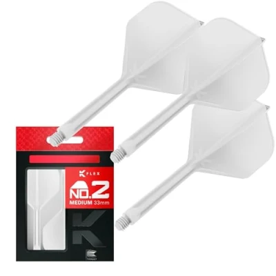 Image of TARGET Darts K Flex Integrated Dart Flight And Shaft, No.2 White (Medium) Pack Of 3 No 2, Precision Moulded 2 In 1 Flights Stem Professional Accessories