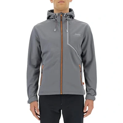 Image of JEEP O102622 G459 XP MAN HOODED TECH SOFTSHELL JACKET W/Zipped Pockets JX22A Castlerock S