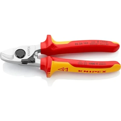 Image of Knipex Cable Shears with opening spring chrome plated, insulated multi component grips, VDE tested 165 mm 95 26