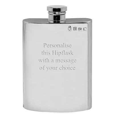 Image of English Pewter Company 4oz Plain Hip Flask. Personalised with Free Engraving [FL255]