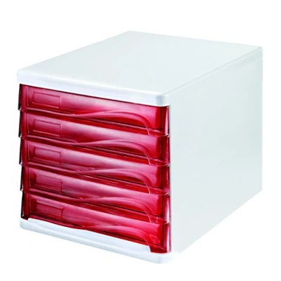 Image of Helit Drawer Box, Housing Colour White, Pack Of 4, Red, Transparent