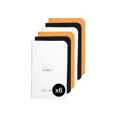 Image of Rhodia 119156AMZC A set of 6 notebooks 7.5 x 12 cm 48 pages 80 g/m² 3 colours (orange, black and white)