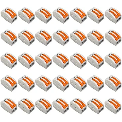 Image of Aiqeer 35 Pcs PCT 212 Lever Nut Wire Connectors, 2 Ports Conductor Compact Cable Clamp Terminal Block Quick Spring Connector