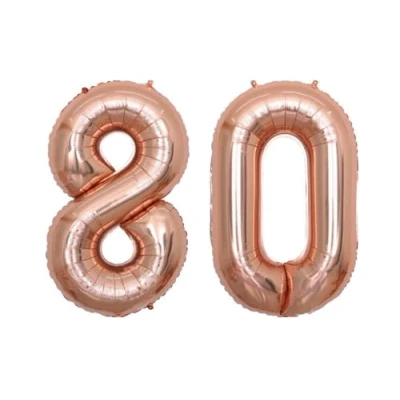 Image of Rose Gold Number 80 Large Helium Foil Balloon Birthday Party Wedding Anniversary Decoration 101cm