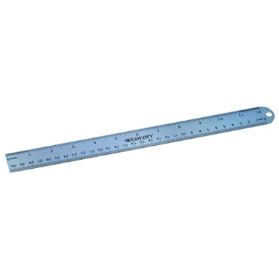 Image of Westcott E 14175 00 30 cm 12 Inch Metric and Imperial Scale Aluminum Ruler Blue