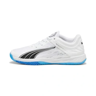 Image of PUMA Unisex Accelerate Turbo Indoor Court Shoe, White BLUEMAZING, 4 UK
