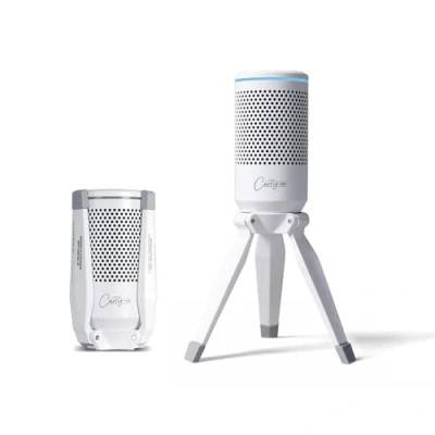 Image of Carry on Threefold USB Condenser Microphone Built in Tripod Stand Lantency Free Monitoring White