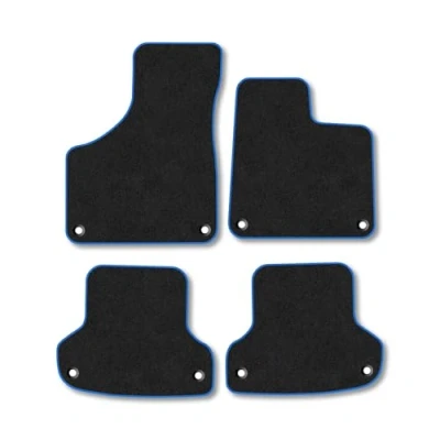 Image of Car Mats Compatible with Audi A3 (2009 2012) [Cabriolet] Tailored Fit Blue Carpet Floor Set Accessory Custom 4 Pieces Anti Slip Backing &amp; Binding Trim Edge