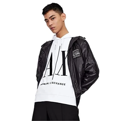 Image of Armani Exchange Felpa Hoodie, Men&#039;s, Size: Large, White