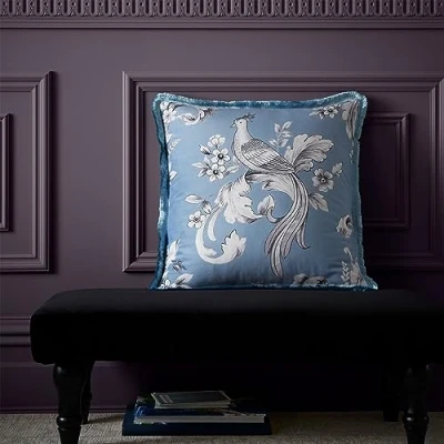 Image of Bridgerton By Catherine Lansfield Regal Floral Soft Touch 45x45cm Cushion Blue