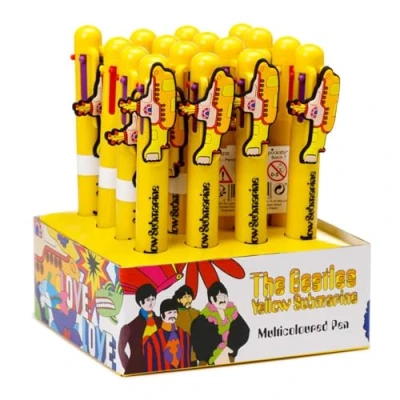 Image of Puckator The Beatles Yellow Submarine Multi Colour Pen with Charm 6 Colours Great Gifts for Students From Teachers Multicolour End of term Pupils Coloured as Class