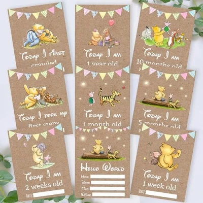 Image of Bear 1st Year Milestone Cards New Baby Gift Memory Unisex GIRL