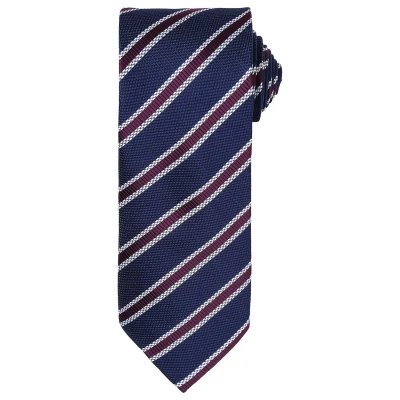 Image of Premier Mens Stripe Waffle Tie (Navy/Aubergine) One Size