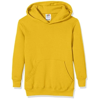 Image of Fruit of the Loom Unisex Kids Pull over Classic Hooded Sweat, Sunflower, 14 15 Years (Manufacturer Size:36)