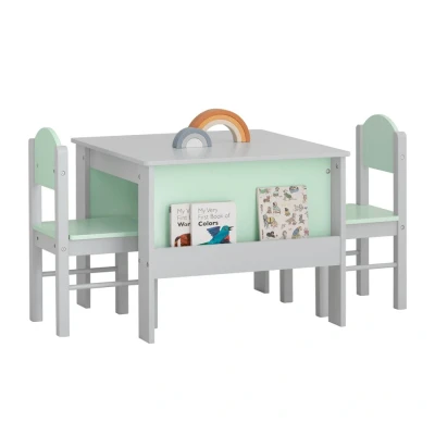 Image of Kids Desk Table Chair Set with Storage Shelf,KMB88 HG Sobuy